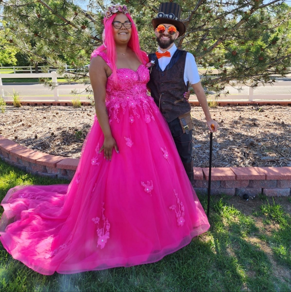 Pink wedding dress